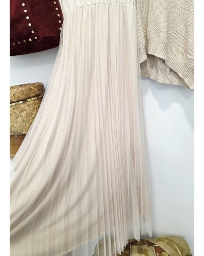 Vestido Tul + Jersey Tostado
