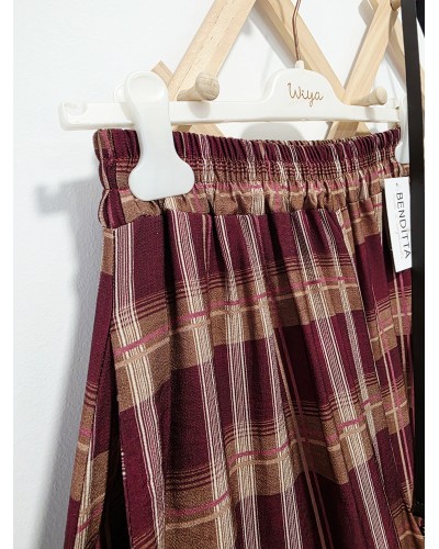 Pantalón Bombacho / Cuadros Burdeos
