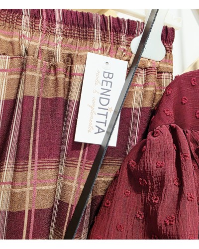 Pantalón Bombacho / Cuadros Burdeos