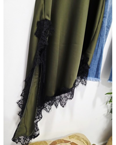 Vestido Asimétrico / Encaje Verde Oliva