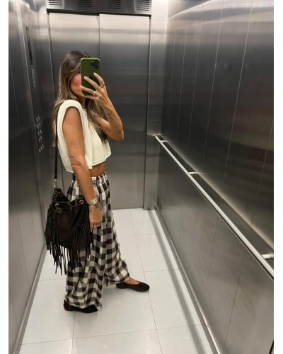 Bombonera Ante / Flecos Marrón Chocolate