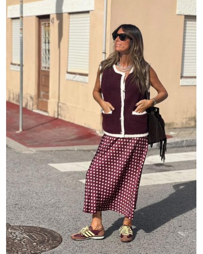 Falda Satén / Topos Borgoña