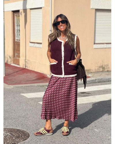 Falda Satén / Topos Borgoña