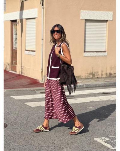 Falda Satén / Topos Borgoña