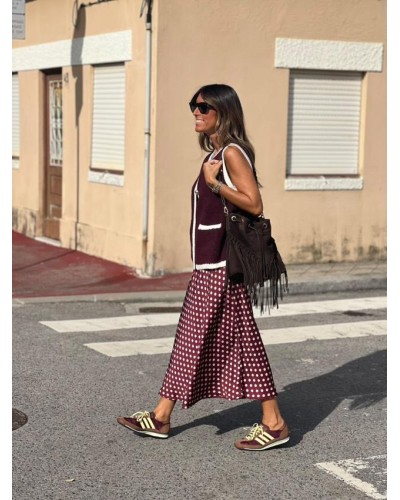 Falda Satén / Topos Borgoña