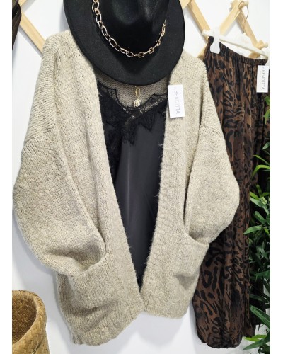 Cardigan Lana / Bolsillos Tostado