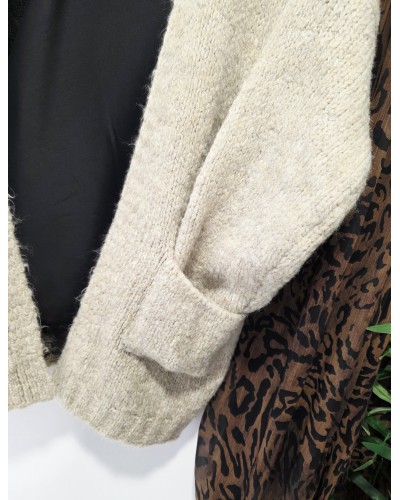 Cardigan Lana / Bolsillos Tostado