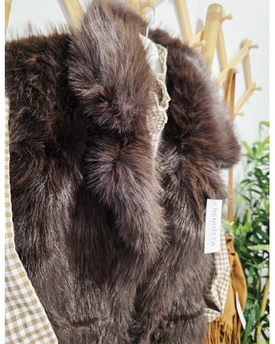 Chaleco Efecto Pelo Chocolate