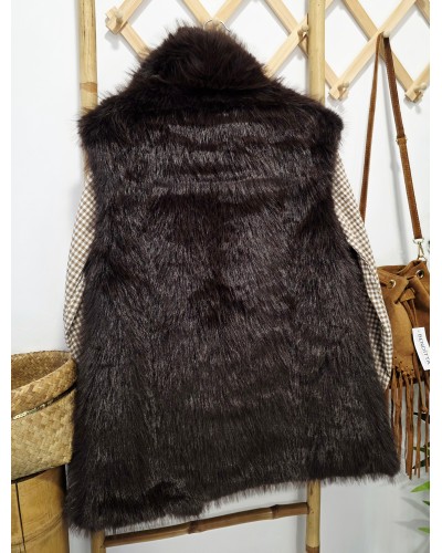 Chaleco Efecto Pelo Chocolate