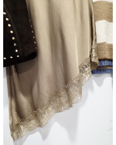 Falda Satén / Puntilla Camel
