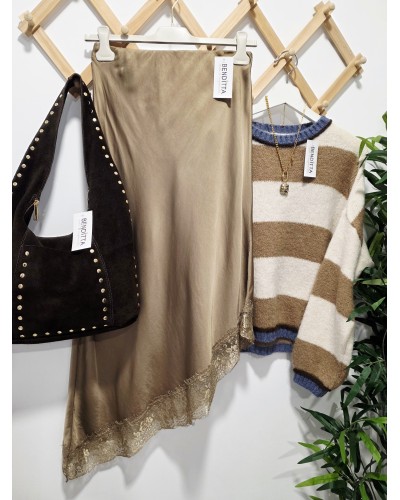 Falda Satén / Puntilla Camel