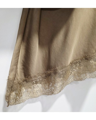 Falda Satén / Puntilla Camel