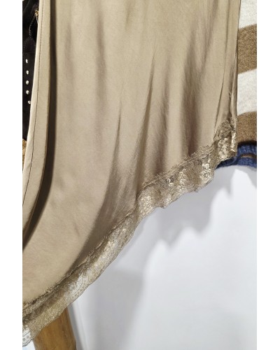 Falda Satén / Puntilla Camel