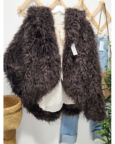 Chaquetón Pelo / Capucha Chocolate