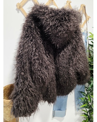 Chaquetón Pelo / Capucha Chocolate