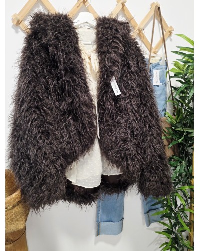 Chaquetón Pelo / Capucha Chocolate