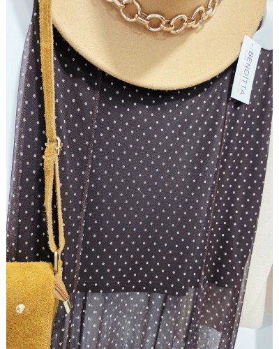 Falda Gasa / Topos Marrón