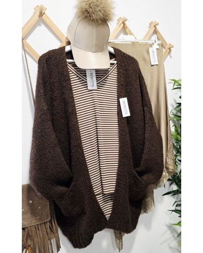 Cardigan Lana / Bolsillos Marrón