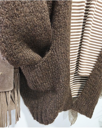Cardigan Lana / Bolsillos Marrón