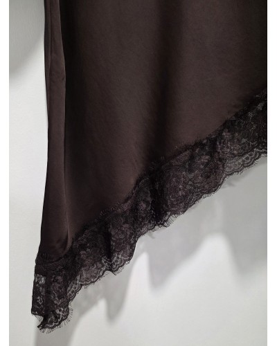 Falda Satén / Puntilla Marrón Chocolate