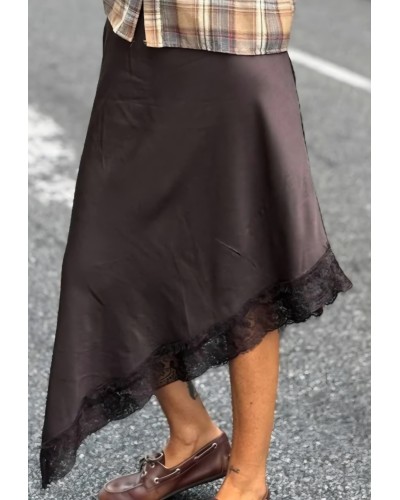 Falda Satén / Puntilla Marrón Chocolate