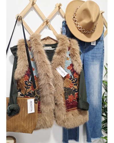 Chaleco Boho / Bordados Camel