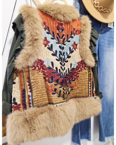 Chaleco Boho / Bordados Camel