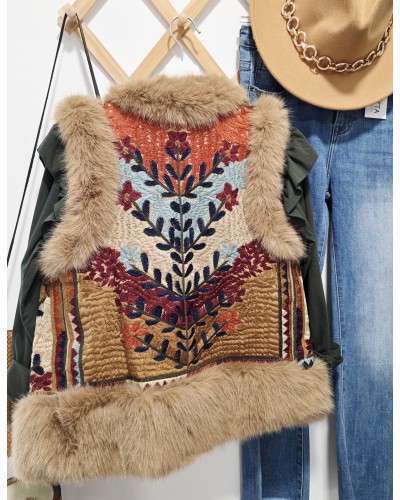 Chaleco Boho / Bordados Camel