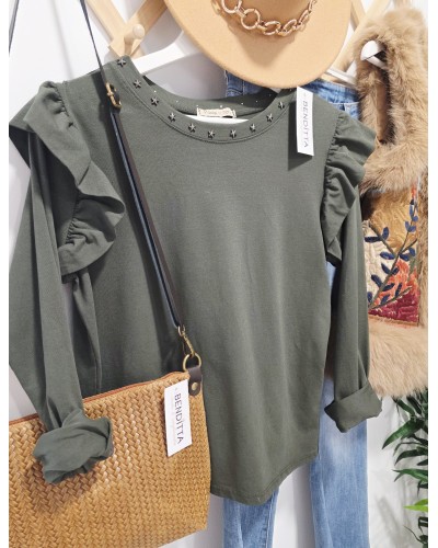 Camiseta Tachas / Estrellas Verde