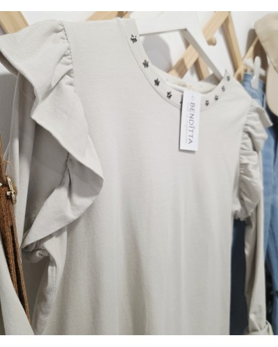 Camiseta Tachas / Estrellas Beige