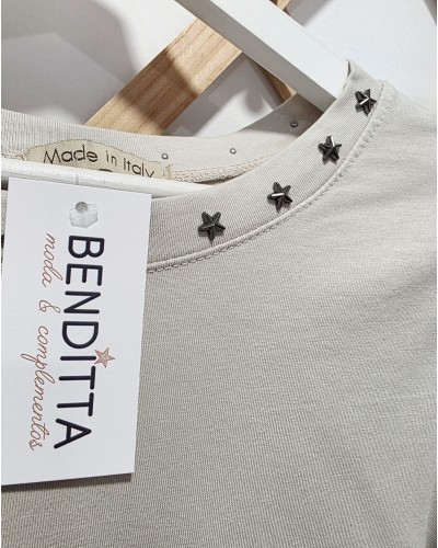 Camiseta Tachas / Estrellas Beige