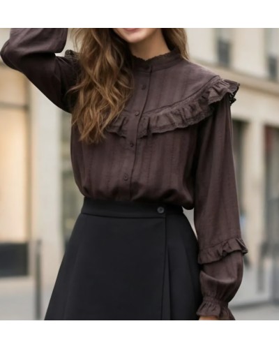Blusa Vainica / Volante Chocolate