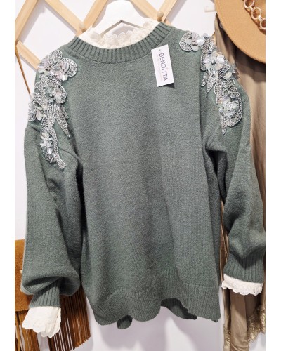 Jersey Punto / Pedrería Verde