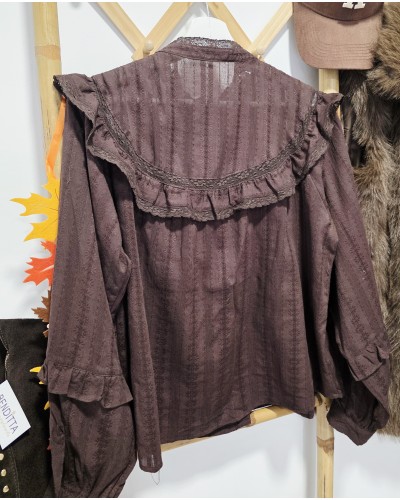 Blusa Vainica / Volante Chocolate