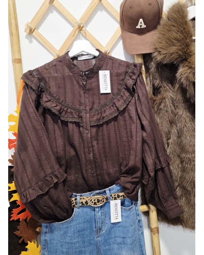 Blusa Vainica / Volante Chocolate