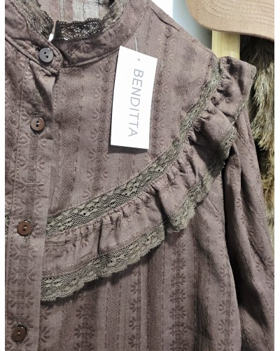 Blusa Vainica / Volante Chocolate