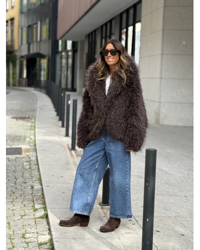 Chaquetón Pelo / Capucha Chocolate