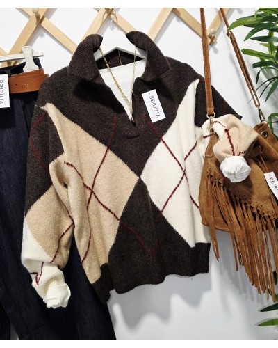 Jersey Rombos XL Marrón