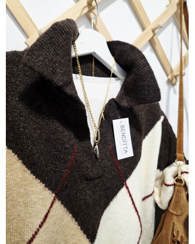 Jersey Rombos XL Marrón