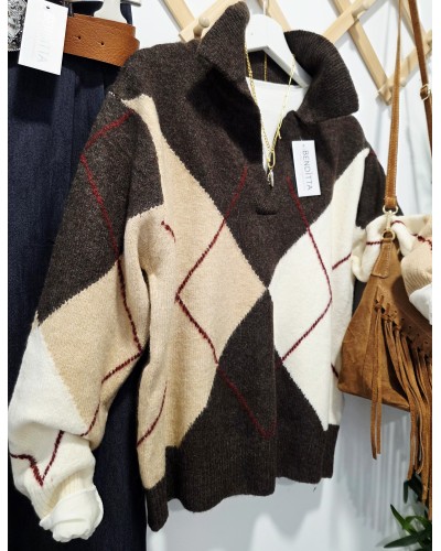 Jersey Rombos XL Marrón