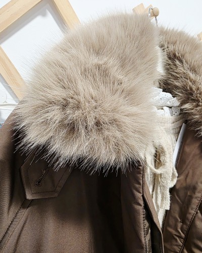 Trench Cuello Efecto Pelo / Chocolate