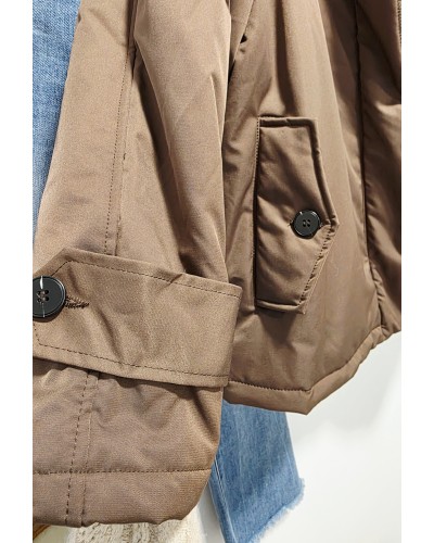 Trench Cuello Efecto Pelo / Chocolate