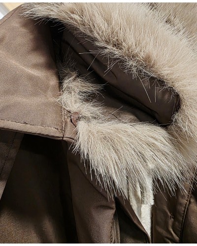 Trench Cuello Efecto Pelo / Chocolate