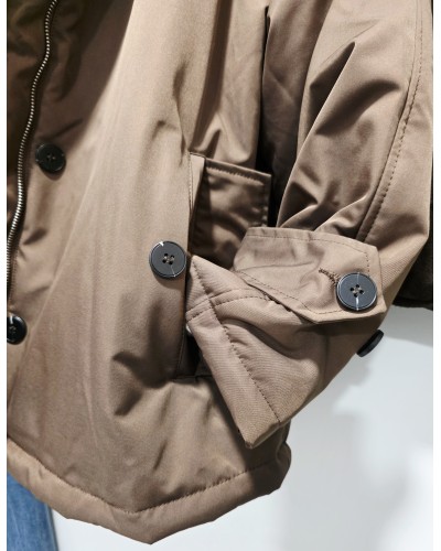 Trench Cuello Efecto Pelo / Chocolate