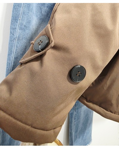 Trench Cuello Efecto Pelo / Chocolate