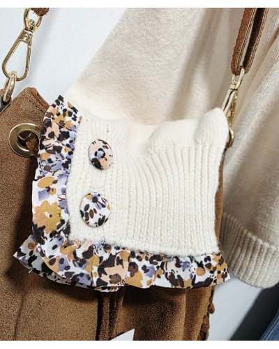 Cardigan Hueso / Ribete Floral