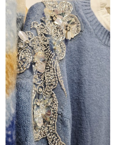 Jersey Punto / Pedrería Azul