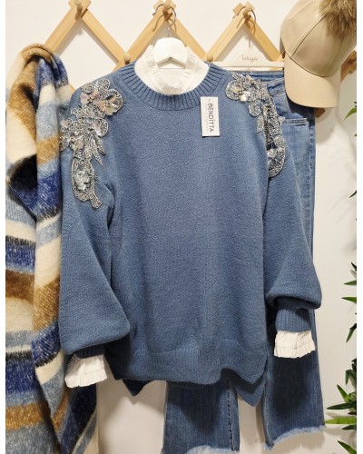 Jersey Punto / Pedrería Azul