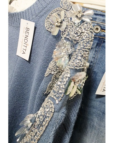 Jersey Punto / Pedrería Azul