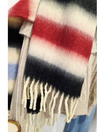 Maxi Bufanda Flecos / Rayas Burdeos